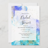 ターコイズ水彩及び金ゴールドブライダルシャワー 招待状 (正面)