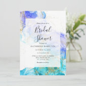 ターコイズ水彩及び金ゴールドブライダルシャワー 招待状 (スタンド正面)