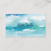 ターコイズ水彩抽象芸術海 名刺 (正面)
