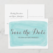 ターコイズ水彩日付はがきを保存 案内ポストカード (正面/裏面)