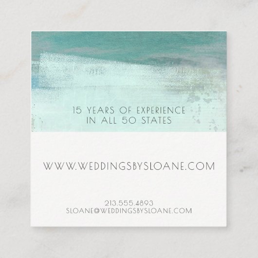ターコイズ水彩洗浄名刺 スクエア名刺 (裏面)