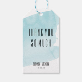 ターコイズ水彩洗浄結婚式の引き出物ラベル ギフトタグ