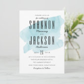 ターコイズ水彩洗浄結婚式招待状 招待状 (スタンド正面)