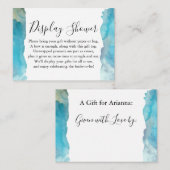 ターコイズ水彩洗浄表示ブライダルシャワー エンクロージャーカード (正面/裏面)
