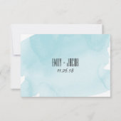 ターコイズ水彩洗濯結婚式RSVPカード 出欠カード (裏面)
