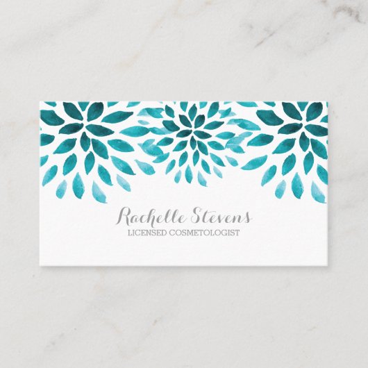 ターコイズ水彩菊 名刺 (正面)