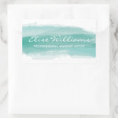 ターコイズ水彩 長方形シール (バッグ)