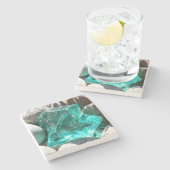 ターコイズ水晶グレーストーン鉱物 ストーンコースター (横)