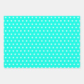 ターコイズ水玉模様とストライプ ラッピングペーパーシート (正面2)