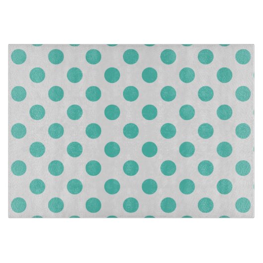 ターコイズ水玉模様 カッティングボード (正面)