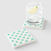 ターコイズ水玉模様 ストーンコースター (横)