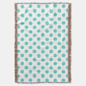 ターコイズ水玉模様 スローブランケット (正面縦)