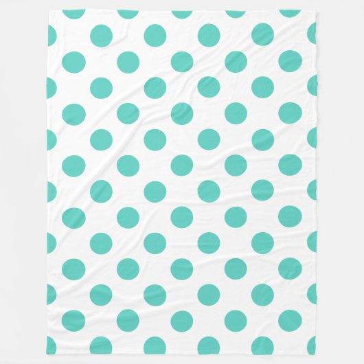 ターコイズ水玉模様 フリースブランケット (正面)