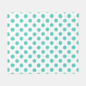 ターコイズ水玉模様 フリースブランケット (正面(横))