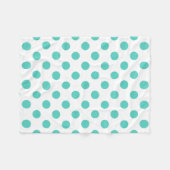 ターコイズ水玉模様 フリースブランケット (正面(横))