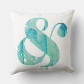 ターコイズ水色アンパサンド クッション (裏面)