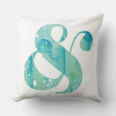 ターコイズ水色アンパサンド クッション (正面)