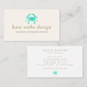 ターコイズ水色カニ沿岸 名刺 (正面/裏面)