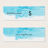 ターコイズ水色スプラッシュホワイトモダン価格ラベル (正面&裏面)