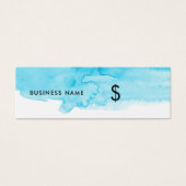 ターコイズ水色スプラッシュホワイトモダン価格ラベル (正面)