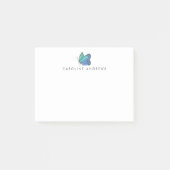 ターコイズ水色バタフライパーソナライズされた ポストイット (正面)