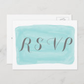 ターコイズ水色応答はがき インビテーションポストカード (正面/裏面)