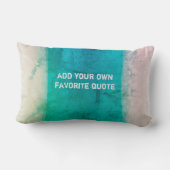 ターコイズ水色絵を描デザイン追加引用文 ランバークッション (裏面)