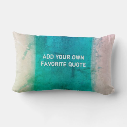 ターコイズ水色絵を描デザイン追加引用文 ランバークッション (裏面)