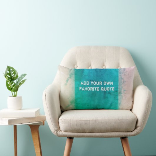 ターコイズ水色絵を描デザイン追加引用文 ランバークッション (椅子)