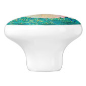 ターコイズ水陶磁器のノブのハイビスカスの花 セラミックノブ (側面)