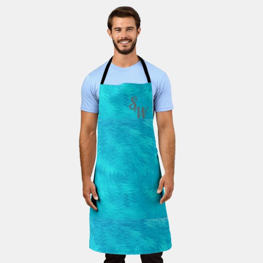 ターコイズ波 エプロン (着用した状態)