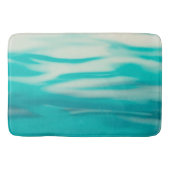 ターコイズ流体の波状絵画水色の抽象芸術 バスマット (正面)