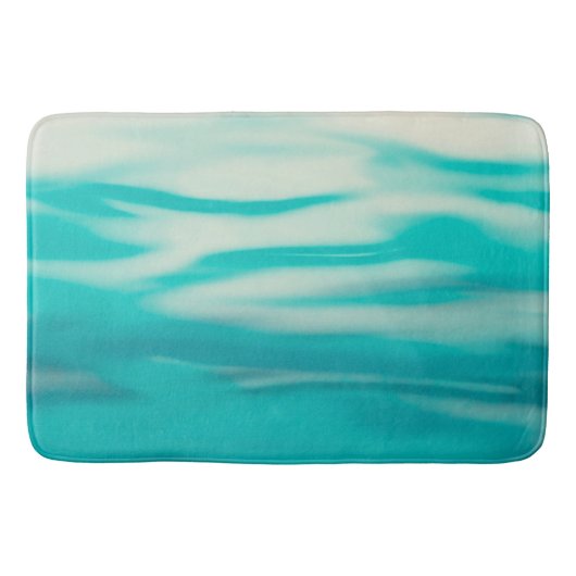 ターコイズ流体の波状絵画水色の抽象芸術 バスマット (正面)