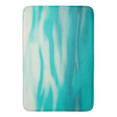 ターコイズ流体の波状絵画水色の抽象芸術 バスマット (正面縦)