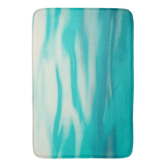 ターコイズ流体の波状絵画水色の抽象芸術 バスマット (正面縦)