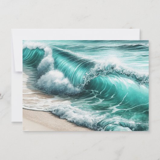 ターコイズ海ウェディング日付を保存 セーブザデート (裏面)