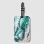 ターコイズ海ウェーブオンサンディビーチ ラゲッジタグ (正面縦)