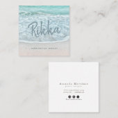 ターコイズ海サンディビーチハンドメイドジュエリー スクエア名刺 (正面/裏面)