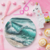 ターコイズ海パーソナライズされた波結婚の ペーパープレート (パーティー)