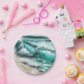 ターコイズ海パーソナライズされた波結婚の ペーパープレート (パーティー)