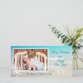 ターコイズ海ビーチクリスマスフォトカード シーズンカード (スタンド正面)