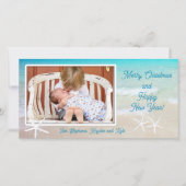 ターコイズ海ビーチクリスマスフォトカード シーズンカード (正面)