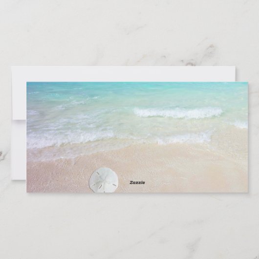 ターコイズ海ビーチクリスマスフォトカード シーズンカード (裏面)