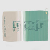 ターコイズ海ビーチサンドバおもしろいンカー引用文 ゴルフタオル (横)