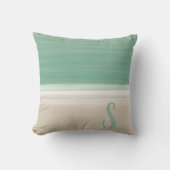 ターコイズ海ビーチモノグラム装飾用クッション クッション (正面)