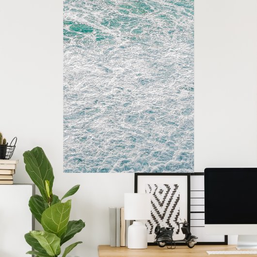 ターコイズ海フォーム – 明るい沿岸水の写真 ポスター (ホームオフィス)