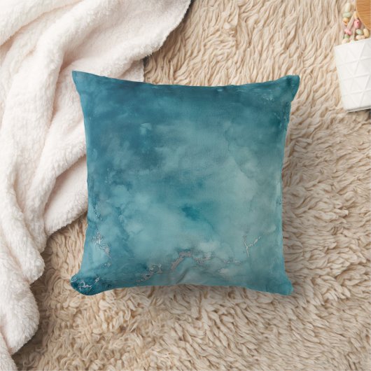 ターコイズ海水彩抽象芸術装飾用クッション クッション (ブランケット)