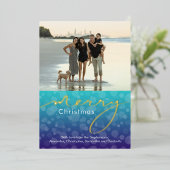 ターコイズ海泡メリークリスマスフォトフォイル 箔シーズンカード (立ち正面)