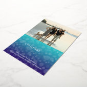 ターコイズ海泡メリークリスマスフォト 箔シーズンカード (回転した状態)