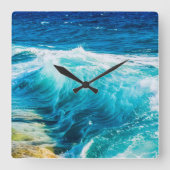 ターコイズ海波 スクエア壁時計 (正面)